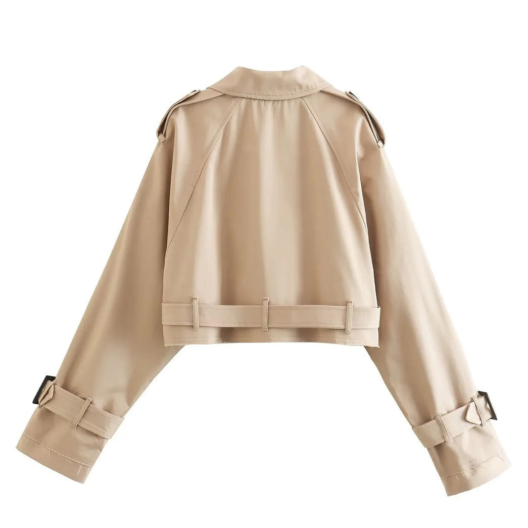 Ottilie | Women's Cropped Double-Breasted Trench Jacket — view 3