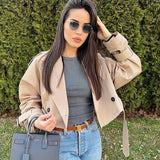 Ottilie | Women's Cropped Double-Breasted Trench Jacket — view 4