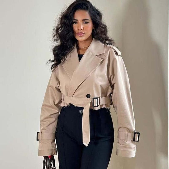 Ottilie | Women's Cropped Double-Breasted Trench Jacket — view 1