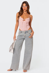 Women's Baggy Wide-Leg Jeans with Bow Embroidery — view 2