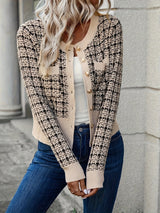 Elo | Women's Cropped Houndstooth Knit Cardigan — view 3