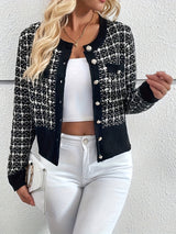 Elo | Women's Cropped Houndstooth Knit Cardigan — view 4