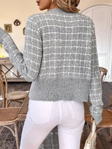 Elo | Women's Cropped Houndstooth Knit Cardigan — view 7