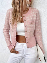 Elo | Women's Cropped Houndstooth Knit Cardigan — view 8