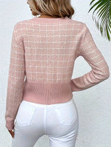 Elo | Women's Cropped Houndstooth Knit Cardigan — view 9