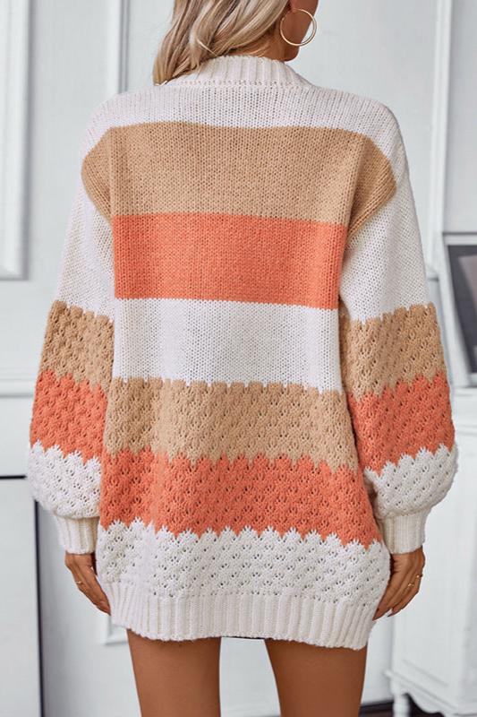 Marlo | Women's Striped Colour Block Knit Cardigan — view 3