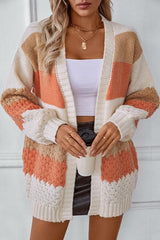 Marlo | Women's Striped Colour Block Knit Cardigan — view 4