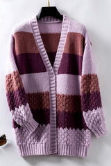 Marlo | Women's Striped Colour Block Knit Cardigan — view 6