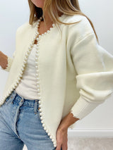 Leonora | Women's Beaded Open-Front Knit Cardigan — view 2