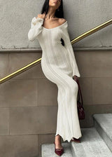 Women's Open-Stitch Bodycon Knit Maxi Dress | Winter — view 4