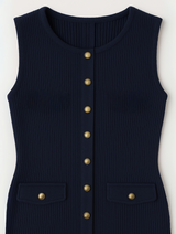 Adeline | Women's Ribbed Knit Button-Front Maxi Party Dress — view 3