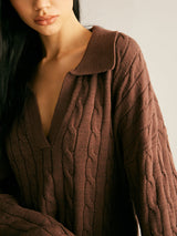 Soléanne | Women's Cable Knit Collared Jumper — view 5