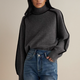 Calithea | Women's Contrast-Trim High-Neck Knitted Jumper — view 3