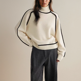 Calithea | Women's Contrast-Trim High-Neck Knitted Jumper — view 6