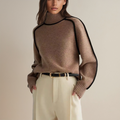 Calithea | Women's Contrast-Trim High-Neck Knitted Jumper — view 1