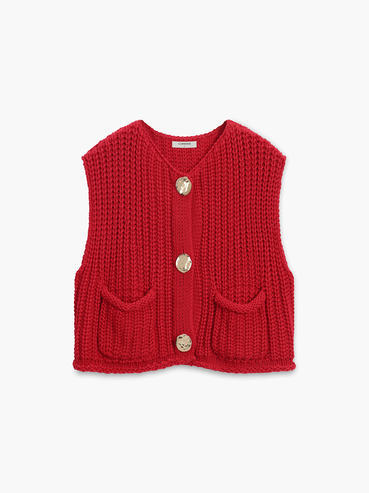 Isalisse | Women's Cropped Knitted Button Vest — view 2