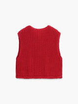 Isalisse | Women's Cropped Knitted Button Vest — view 3