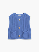 Isalisse | Women's Cropped Knitted Button Vest — view 7