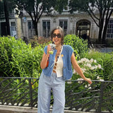 Isalisse | Women's Cropped Knitted Button Vest — view 8