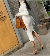 Women's Cable Knit Roll Neck Midi Dress | Winter — view 2
