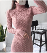 Women's Cable Knit Roll Neck Midi Dress | Winter — view 4