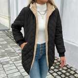 Thea | Women's Longline Hooded Puffer Coat with Diamond Quilting — view 2