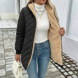 Thea | Women's Longline Hooded Puffer Coat with Diamond Quilting — view 4