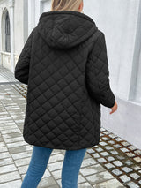 Thea | Women's Longline Hooded Puffer Coat with Diamond Quilting — view 5