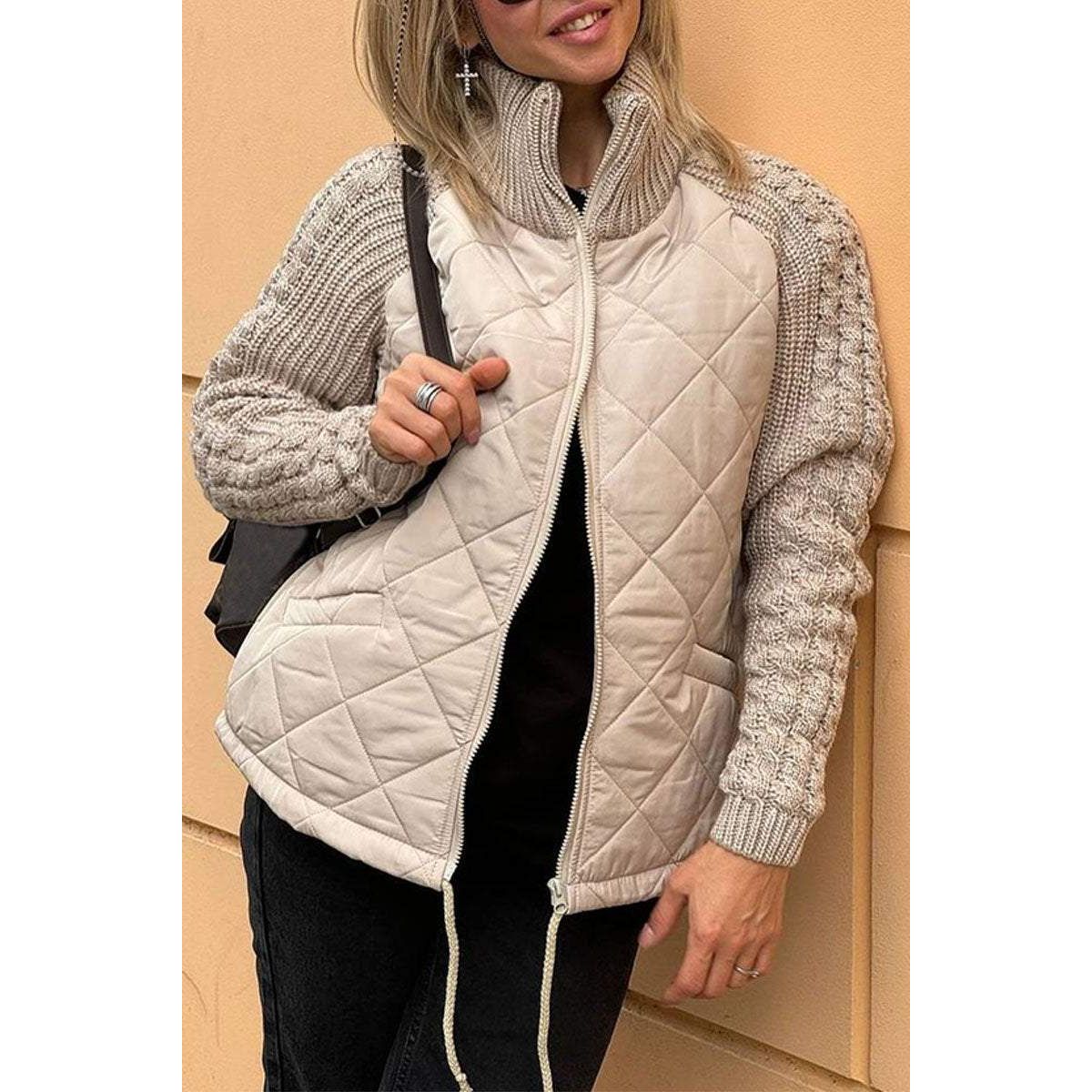 Mirevane | Women's Quilted Knit Zip-Up Jacket — view 3