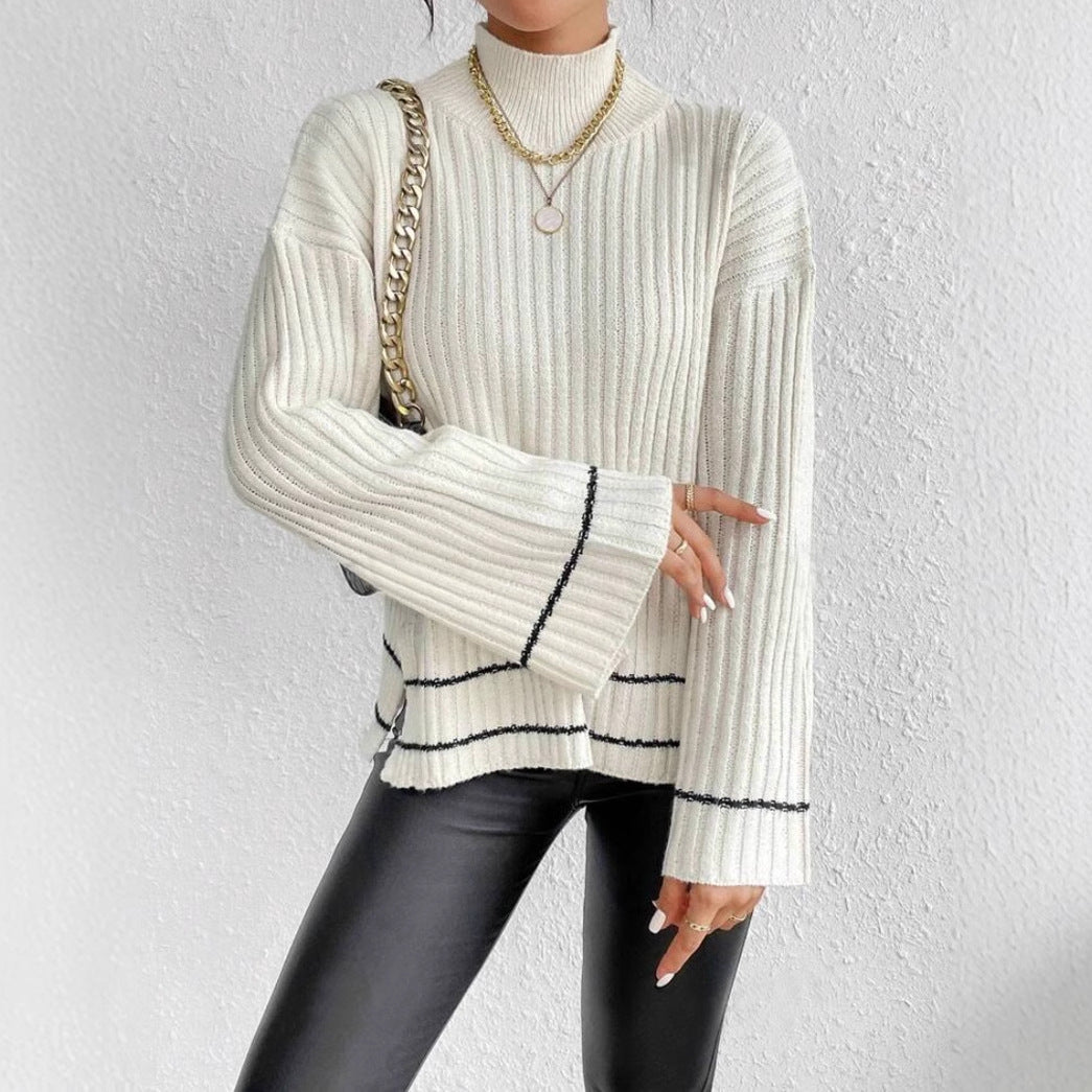 Élodette | Women's Ribbed Mock Neck Jumper — view 3