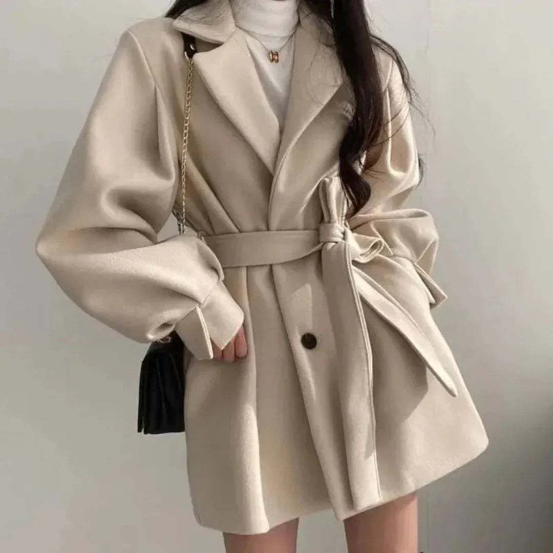 Maëlys | Women's Oversized Puff-Sleeve Belted Trench Coat — view 3