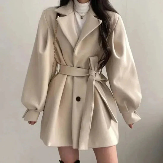 Maëlys | Women's Oversized Puff-Sleeve Belted Trench Coat — view 1