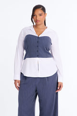 Women's Pinstripe Matching Pants Set — Long Sleeve | Yvezi — 6