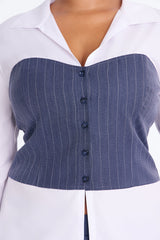 Women's Pinstripe Matching Pants Set — Long Sleeve | Yvezi — 7