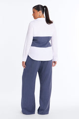 Women's Pinstripe Matching Pants Set — Long Sleeve | Yvezi — 8