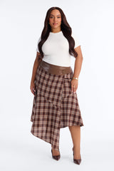Women's Check Belted Cotton Midi Dress — Short Sleeve | Yvezi — 5
