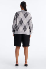 Women's Argyle Cardigan — Button Down, Long Sleeve | Yvezi — 4
