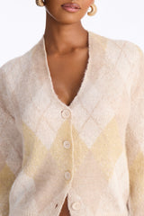 Women's Argyle Cardigan — Button Down, Long Sleeve | Yvezi — 17
