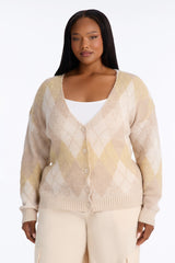Women's Argyle Cardigan — Button Down, Long Sleeve | Yvezi — 19