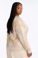 Women's Argyle Cardigan — Button Down, Long Sleeve | Yvezi — 21
