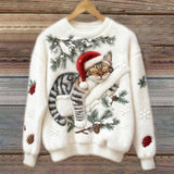 Noelle | Women's Festive Cat Print Crew Neck Christmas Jumper — view 2
