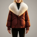 Sybil | Women's Oversized Puffer Jacket with Faux Fur Collar & Cinched Waist — view 1