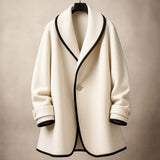 Isolde | Women's Oversized Contrast-Trim Lapel Swing Coat — view 1