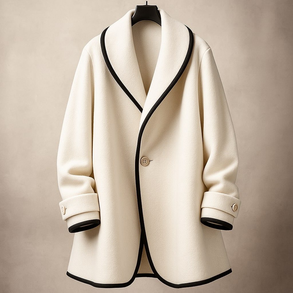 Isolde | Women's Oversized Contrast-Trim Lapel Swing Coat — view 1
