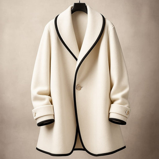 Isolde | Women's Oversized Contrast-Trim Lapel Swing Coat — view 1
