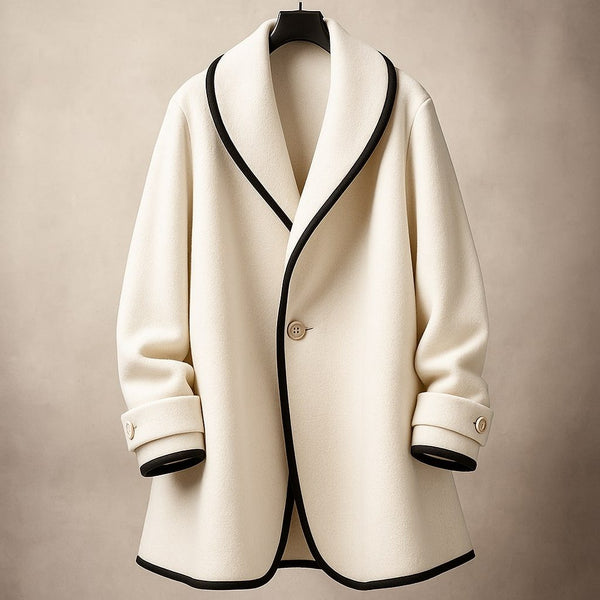 Isolde | Women's Oversized Contrast-Trim Lapel Swing Coat — view 1