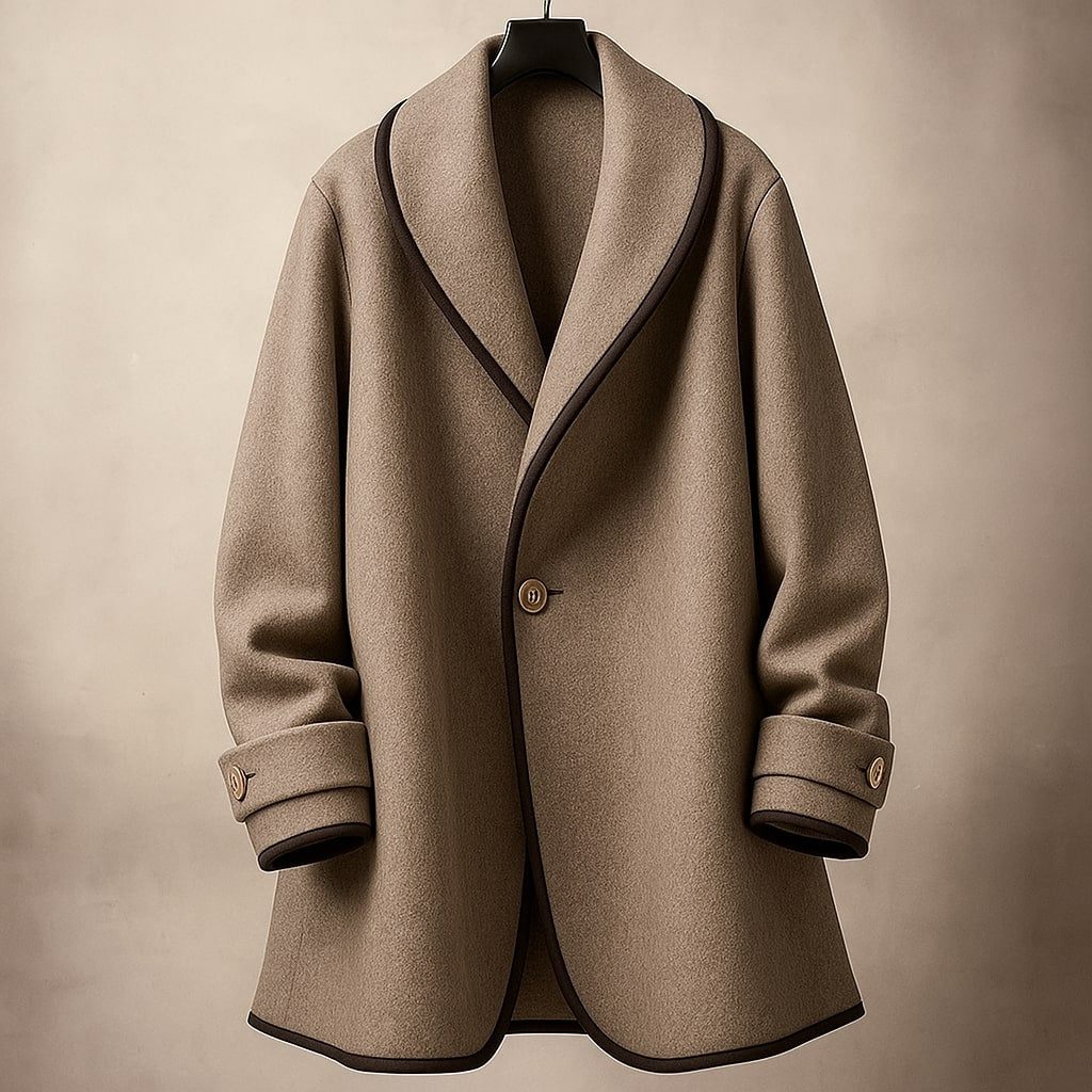 Isolde | Women's Oversized Contrast-Trim Lapel Swing Coat — view 3