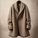 Isolde | Women's Oversized Contrast-Trim Lapel Swing Coat — view 3