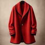 Isolde | Women's Oversized Contrast-Trim Lapel Swing Coat — view 4