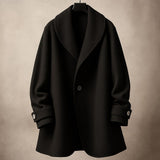 Isolde | Women's Oversized Contrast-Trim Lapel Swing Coat — view 7